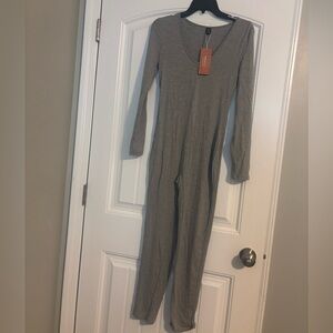 SHEIN Gray Women's Long Sleeve Pajama Jumpsuit